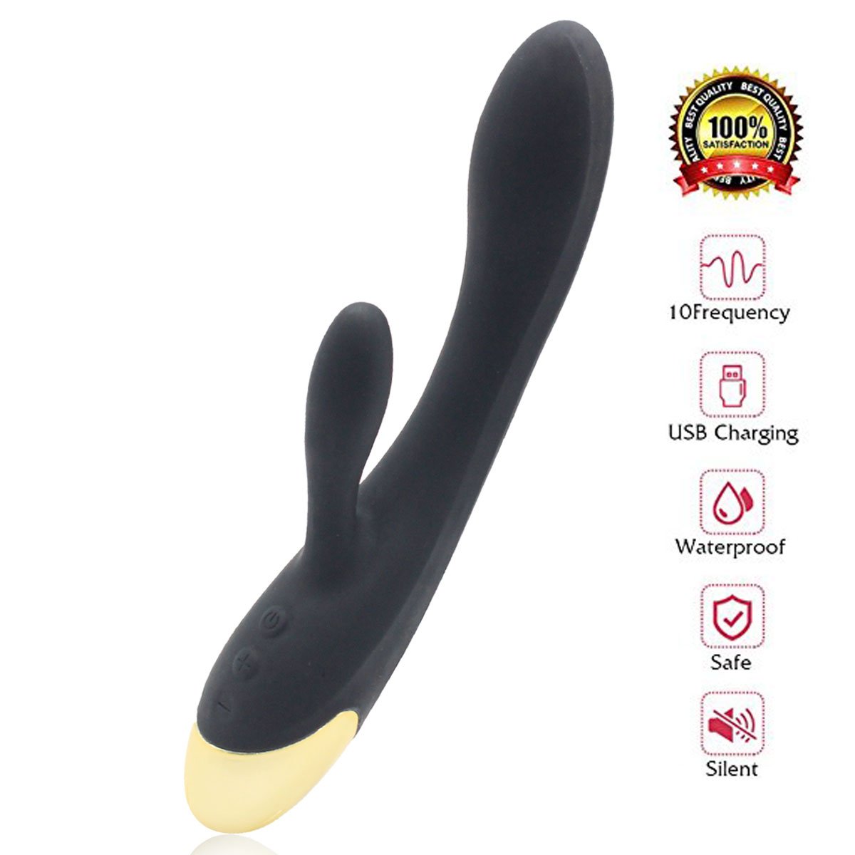 Waterproof Wand Massager 10 Mode Vibration Mute Rechargeable Vibration Body Massage for Home Personal Fitness Sports (Black)