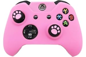 BRHE Cute Skin Cover for Xbox-One/Series X/S Controller Anti-Slip Silicone Grip Protective Case Accessories Set Wireless/Wired Gamepad Joystick with 2 Cat Paw Thumb Grips Caps (Deep Pink)