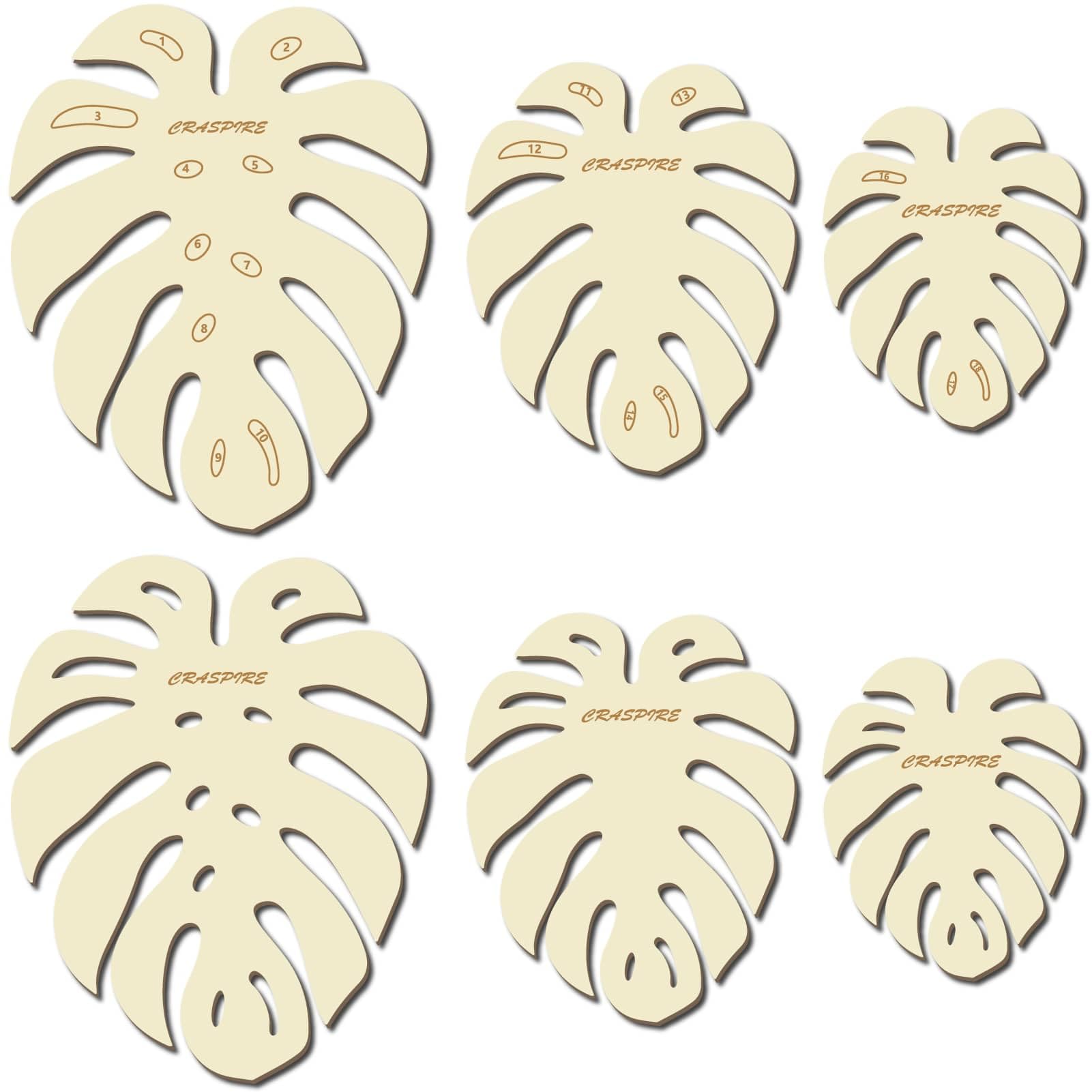 CRASPIRE 6Pcs 3 Size Palm Leaf Macrame Cutting Molds Wood Rustic Natural Wooden Cutting Template Feather Tassel Wall Hanging Wreath Tool for DIY Weave Crafts Making Home Decor