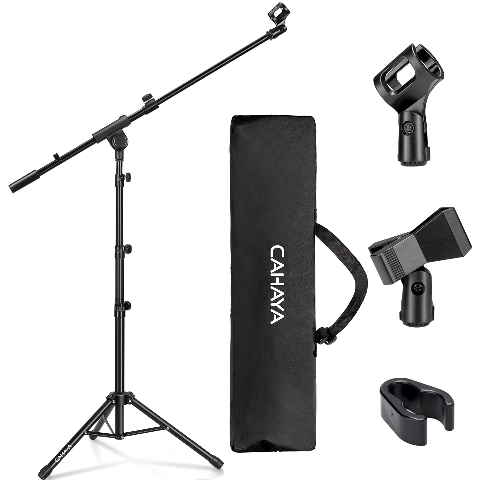 CAHAYA 2 in 1 Dual-Use Mikrofonständer boden Mikrofonstativ mit galgen, mit tragbare Tasche und zwei Mikrofonclips, geeignet für Bühnentreffen, Live-Sprache usw CY0239, Medium