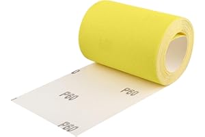 SHINEBOC 60 Grit Sandpaper Roll,3-2/3" Wide 5.5 Yard Longboard Sandpaper,Aluminum Oxide Abrasive Paper Roll for Automotive, Woodworking, Air File Sanders, Hand Sanding Blocks (Yellow)
