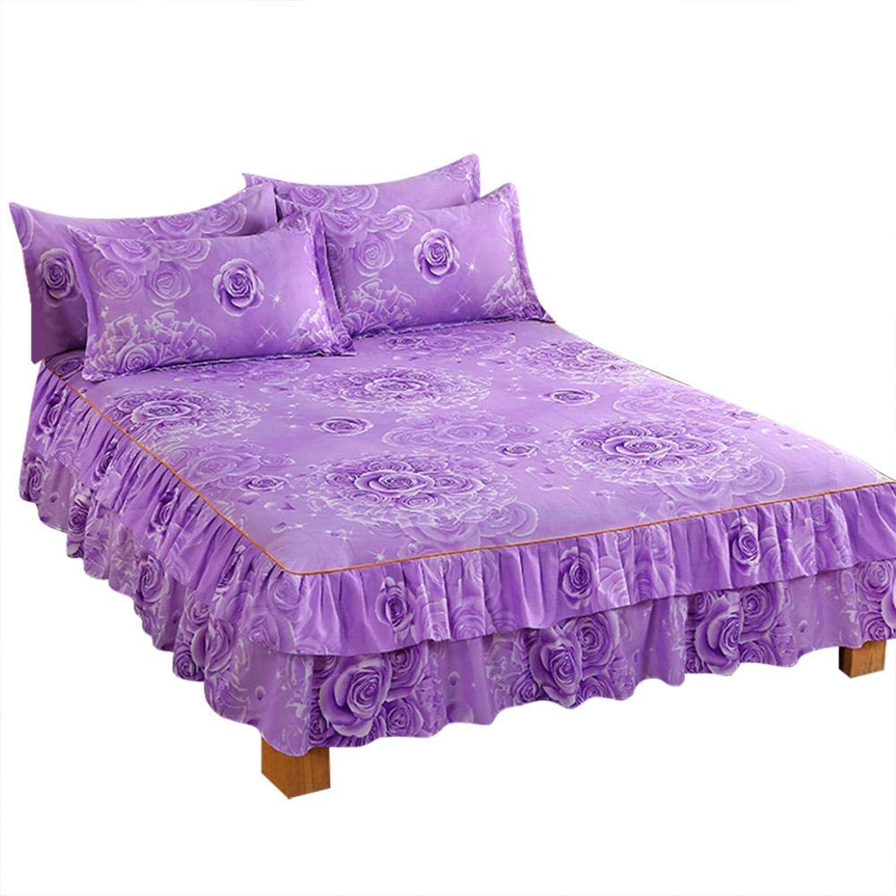 Duvet Cover Set, Elegant Comfort Breathable Silky Soft Complete Set, Bedding Set, Ruffle-pleated Bed Skirt And Pillow Case 2pcs/set, Purple(#1)