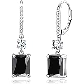 CiNily Rectangular-cut Drop Dangle Earrings for Women Hypoallergenic, Multi-color Cubic Zirconia Earrings Diamond Dangle Earrings Jewelry Gifts for Mothers Day 14K White Gold