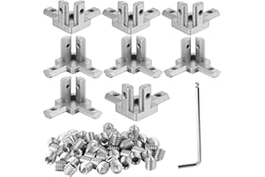 IXGNIJ 8Sets 3-Way End Corner Bracket Solid Connectors for 2020 Series 6mm Slot Aluminum Profile Accessories(Silver)