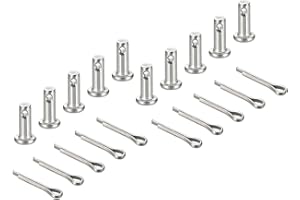 uxcell 10Pcs M4x10mm Clevis Pin and Cotter Pin Assortment Kit, 304 Stainless Steel Single Hole Flat Head Hitch Fastener Lock 