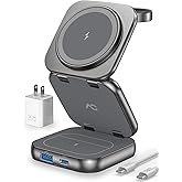 Wireless Charger for Magsafe, AC Island 5-in-1 Portable Charging Station, 15W Max Fast Foldable Magnetic Stand, Evolved for i
