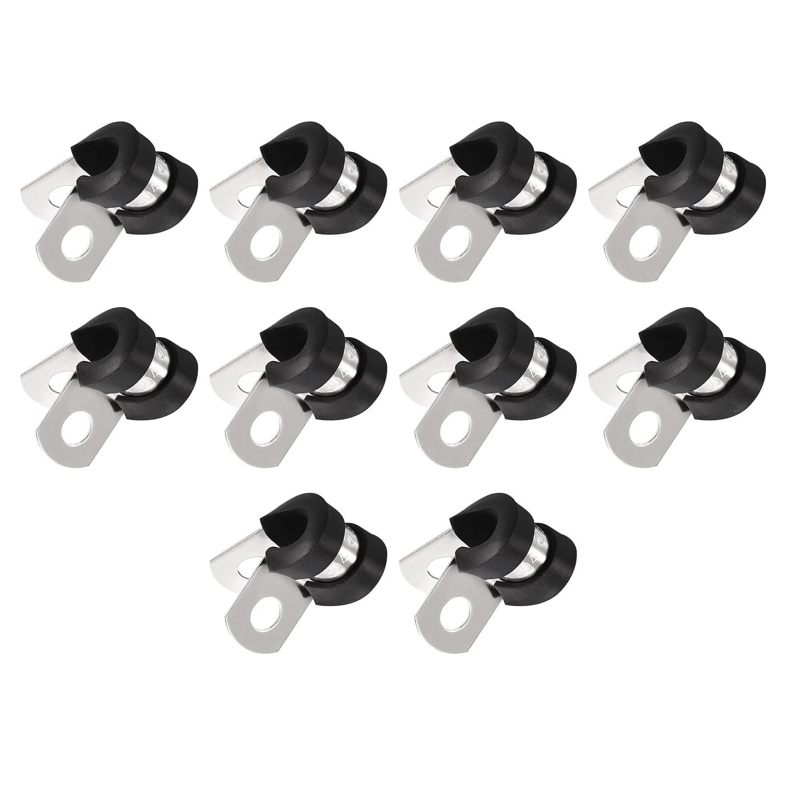Unifizz 30Pcs 1/4 Inch(6mm) Cable Clamp, Rubber Cushioned Insulated Clamp 304 Stainless Steel R Shape Bracket Metal Hose Clamp Tube Holder for Pipe Wire Tube