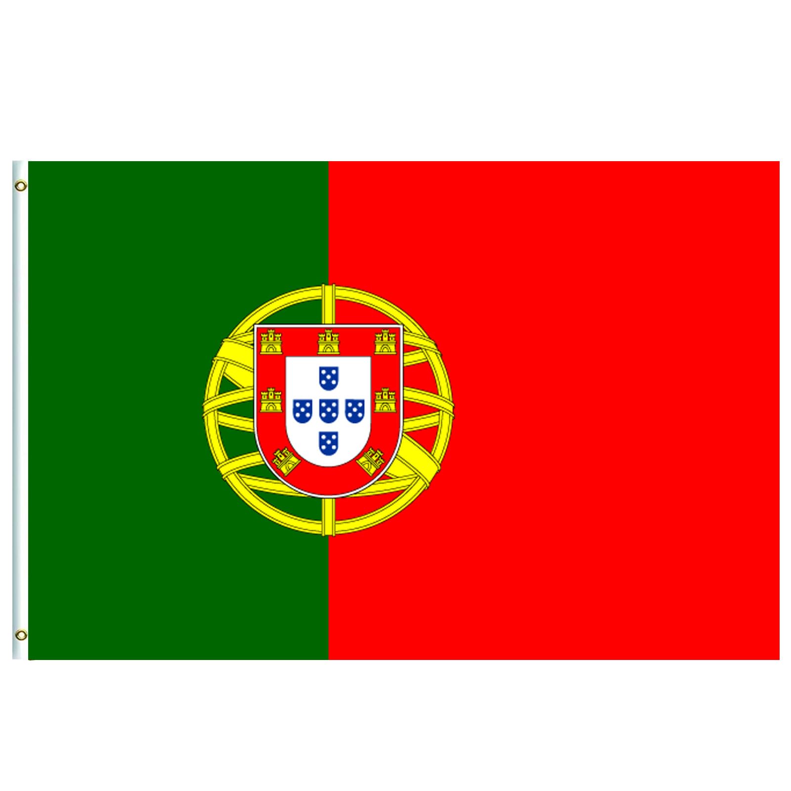 Large Portugal Flag 5ftx3ft with Eyelets for Fifa World Cup Football 2026 Decorations,Big Portuguese National Flag for Indoor Outdoor Sport Event Eurovision Euro Football Portugal Party Decorations