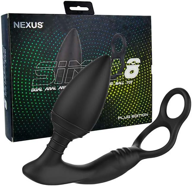 Nexus SIMUL8 Plug Edition Vibrating Dual Motor Anal Cock and Ball Toy, Black - Image 4