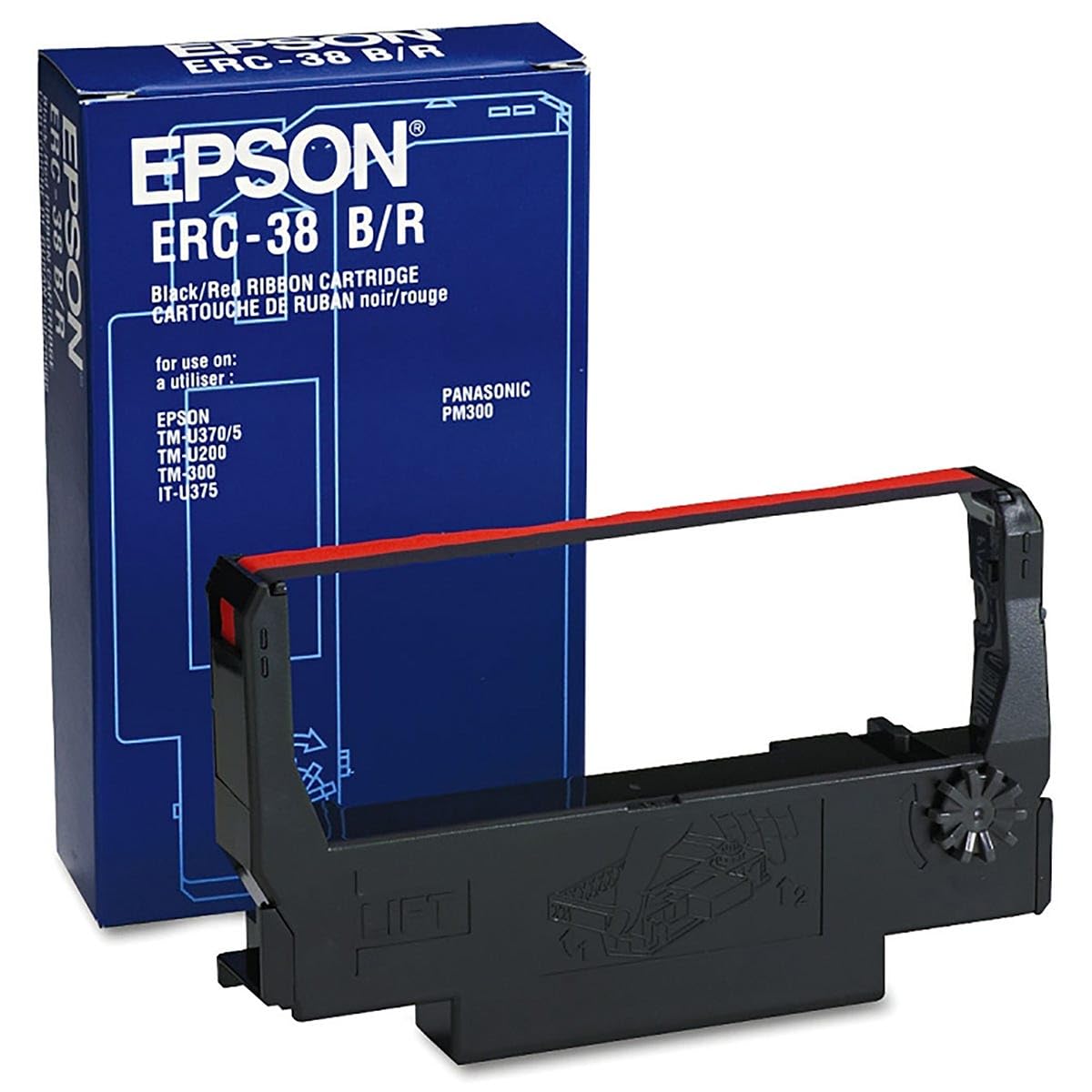 Epson Ribbon ERC-38 for TM300A 300B, Black/Red, Genuine