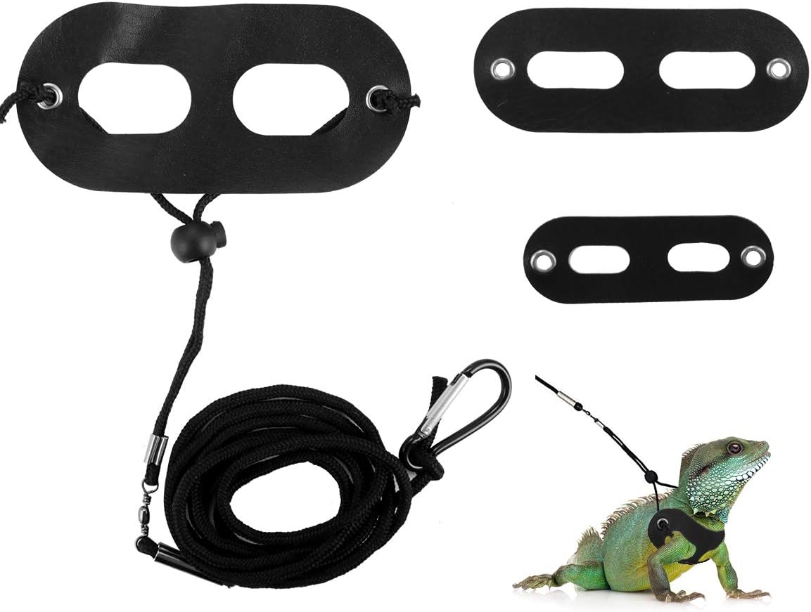 Petyoung 3 Pack Adjustable Reptile Harness,Lizard Leash Bearded Dragon Leash Gecko Leash for