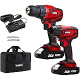 FORTE Cordless Drill Combo Kit - 20V Max Drill Driver and Impact Driver Cordless Power Tool Set with 2Pcs Lithium-Ion Batteri