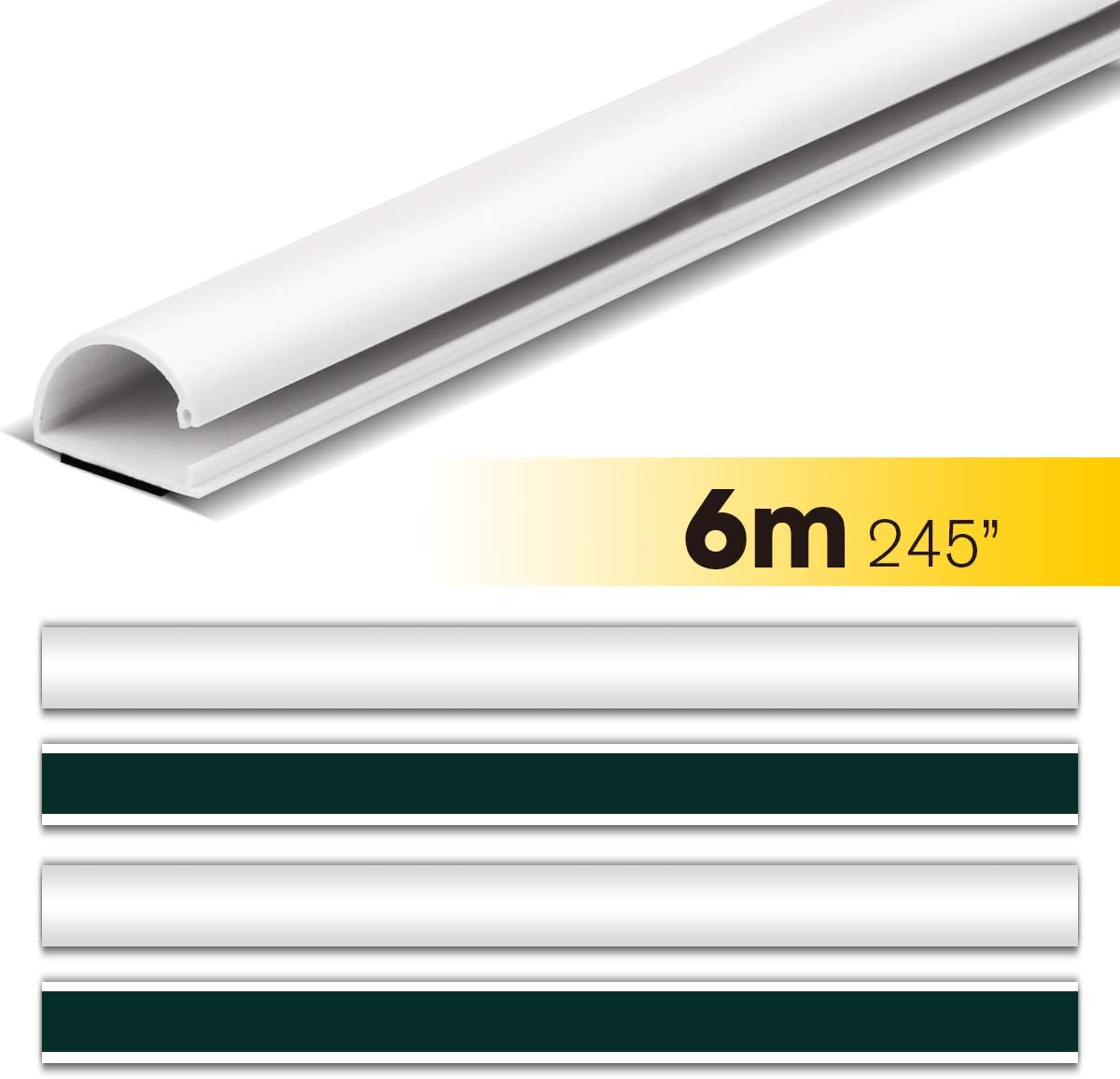 Canalina Cavi Autoadesiva 6m X 2.5cm - Nero, Per Pavimento E Parete, PVC - Foto 10