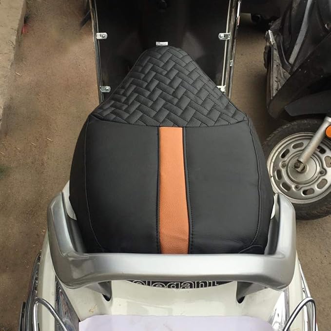 Elegant Lusso Luxury Scooter Seat Cover Black and Tan for Honda Activa