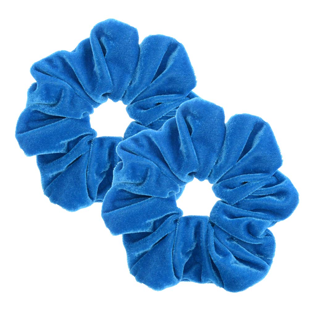 2 Pack Teal Color Large Velvet Scrunchies for Auldt Women Ponytail Holder — image 1