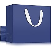 EUSOAR Blue Paper Bags With Handles, 20 pack 10.6"x3.1"x8.3" Kraft Paper Shopping Bag Bulk, Handled Paper Bags, Heavy Duty Sturdy Kraft Gift Package Craft Party Bag
