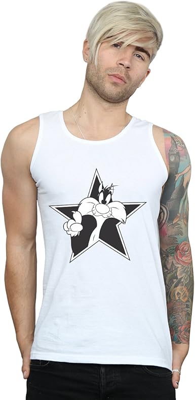 Looney Tunes Men's Sylvester Mono Star Tank Top at Amazon Men’s