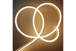 mvthenxi Warm White Neon LED Strip Lights，16.4 ft/5m 12V DC 600 SMD2835 LEDs Waterproof Rope Light for Indoor Outdoor Home Decoration （ No Power Adapter）