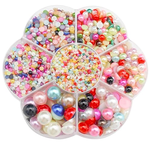 5800Pcs Flatback Half Pearls For Crafts - 7 Sizes (2mm-10mm), Acrylic Rhinestones For Nail Art, DIY & Jewelry Making - Silver