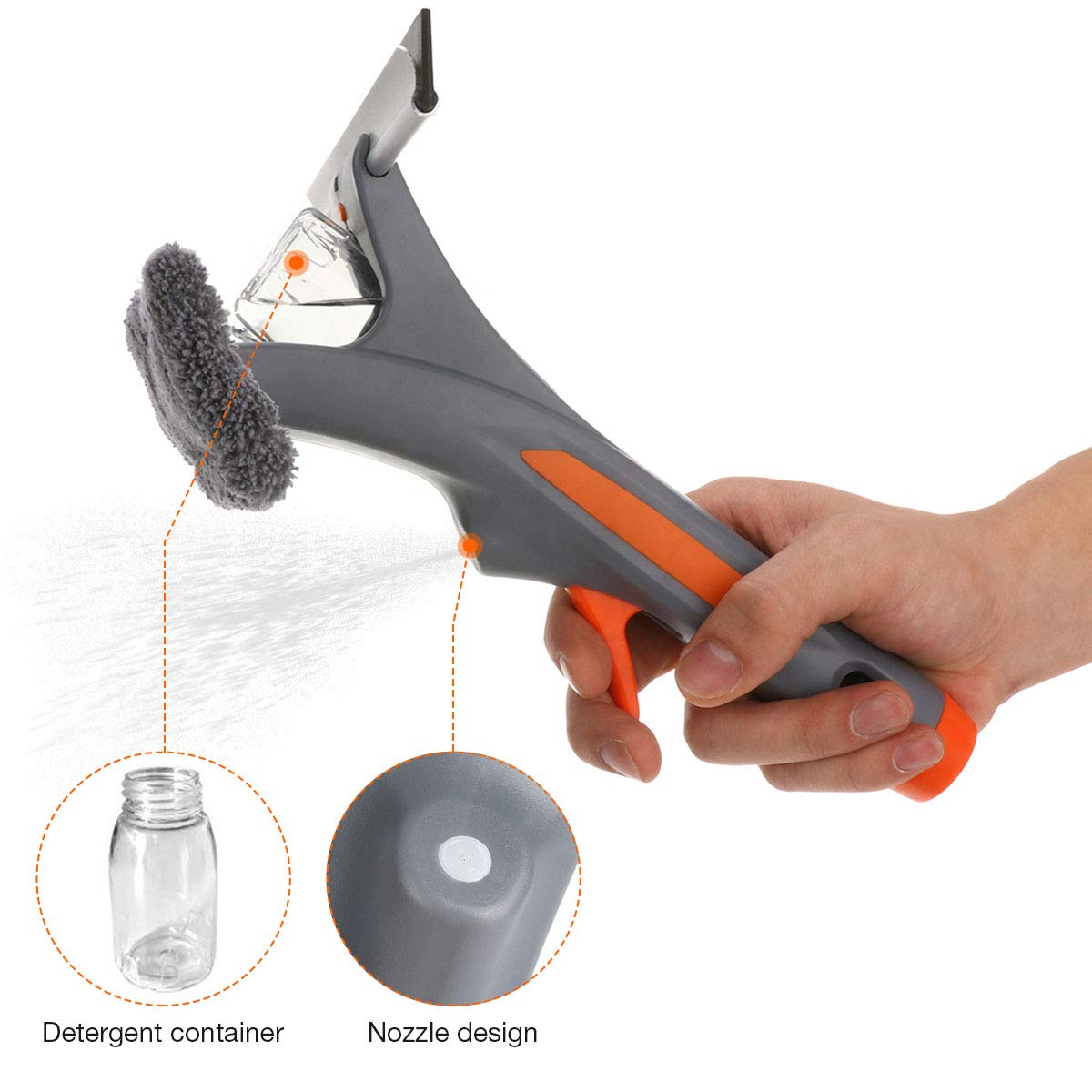 Baban Spray Window Squeegee Cleaner Tool, Baban 3-in-1 Window Washer Cleaning Kit with Extension Pole, 76 inch Extendable Window Washing Equipment for Indoor/Outdoor High Glass Windows