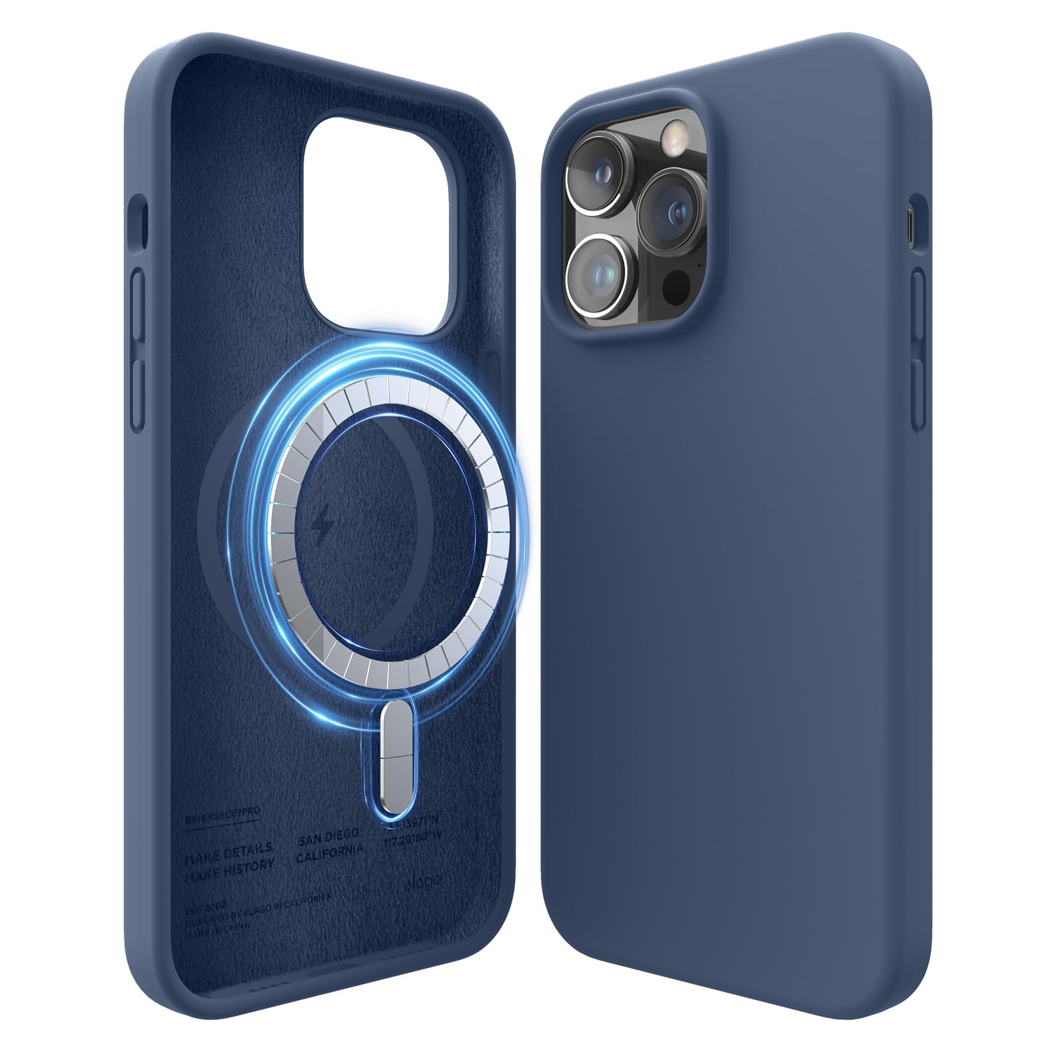 elago Magnetic Silicone Case Compatible with iPhone 14 Pro Max Case (6.7 inches), Compatible with MagSafe, Built-in Magnets, Premium Liquid Silicone, Protective Case (Blue)