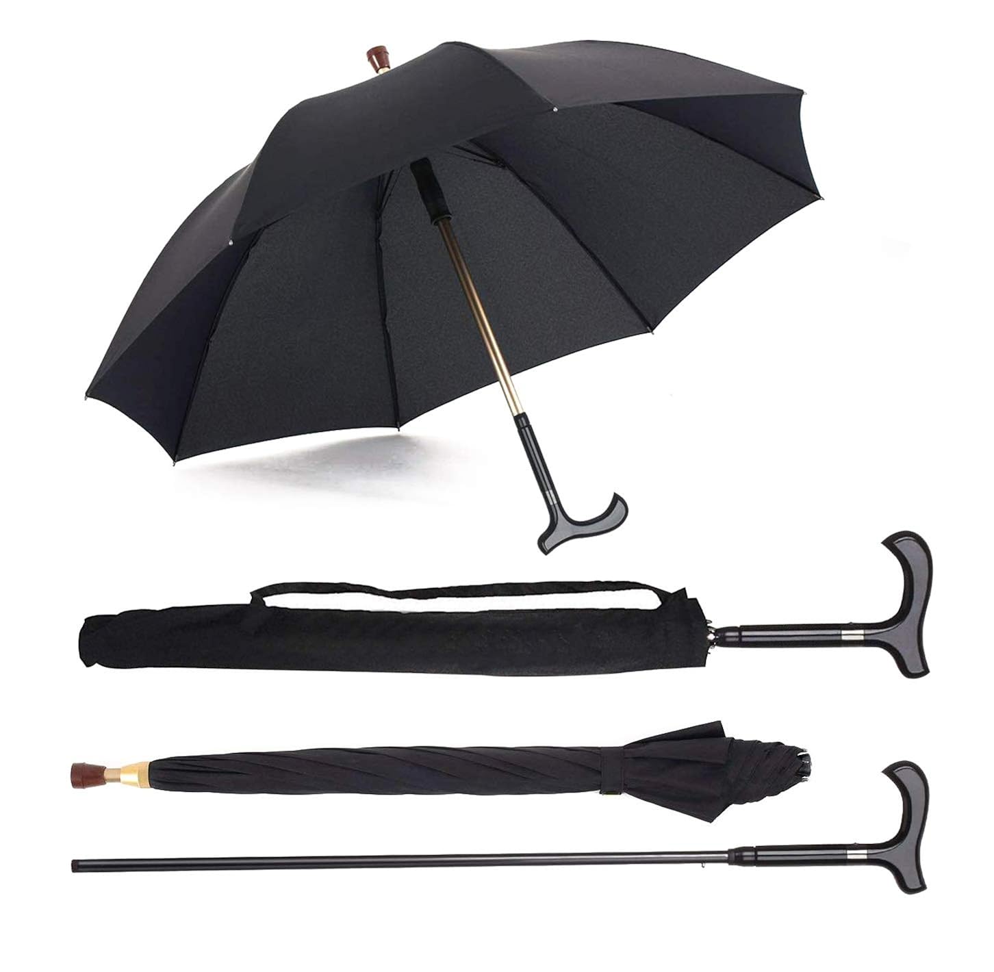 Golf Umbrellas 2in1 Walking Sticks Umbrella Waterproof Windbreak