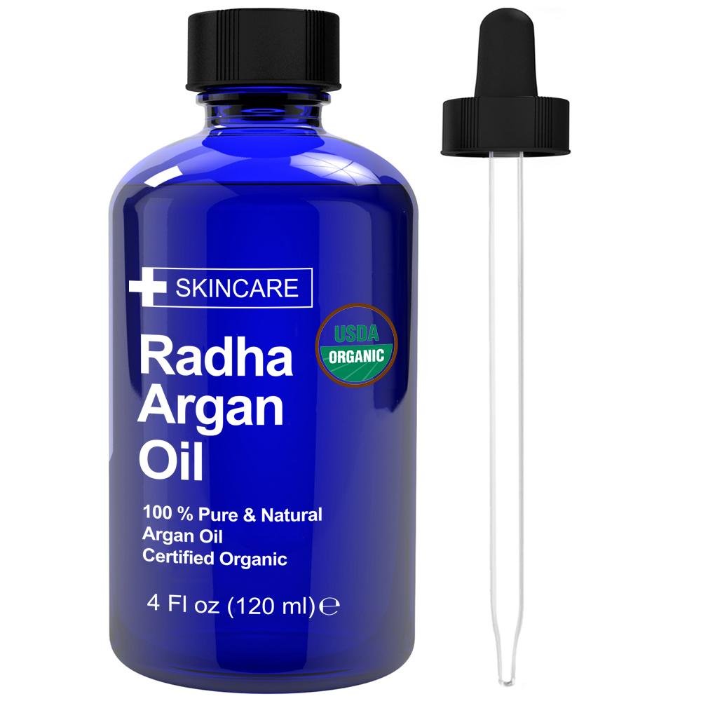 Radha Beauty Moroccan Argan Oil for Hair, Face & Skin 4 oz USDA