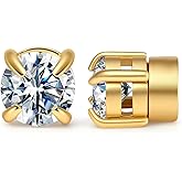 WORFAJEW Moissanite Earrings Magnetic Earrings for Men Stainless Steel 14K Gold Plated Non Piercing Ear Clip On Stud Hypoallergenic VVS1 Fake Mens Earring 1.6Carats