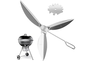 BERPSE 22-1/2" One-Touch Cleaning System Kit for Weber Grill Parts, Suitable Replacement Weber Grill Parts, Thickened, Sturdy, Heat-resistant, Silver