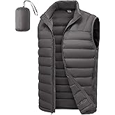 TBMPOY Men's Lightweight Packable Puffer Vest Sleeveless Puffy Outerwear Water-Resistant Bubble Jackets Work Casual Golf