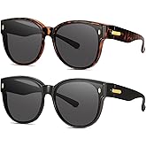 RSQQAV Polarized Fit Over Glasses Sunglasses for Women Stylish Large Cover Round UV400 Cat Eye Shades for go out Driving