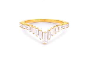 STORYJEWELLERY Curved Wedding Bands for Women, Stackable Rings for Women, Chevron Ring, V Shaped Wedding Band, Engagement Rings, Emerald Cut Ring Enhancer, Gifts for Her