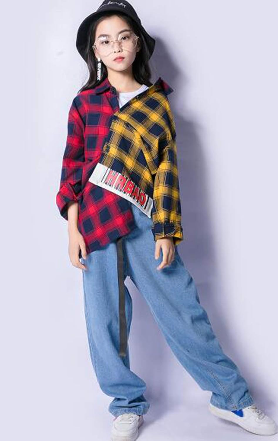 Amazon Co Jp キッズ ダンス 衣装 セットアップ 女の子 ジャケット デニムパンツ 長袖 チェック柄 シャツ ガールズ ジャッズ 韓国風 ヒップホップ ストリート 上下 演出服 キッズ ダンスウェア ジュニア ロングパンツ Jazz Dj オシャレ 体操服 Jazz ジャケット