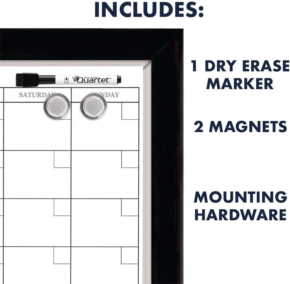 Quartet Combination Magnetic Whiteboard Calendar & Corkboard, 17" x 23" Combo Dry Erase White Board & Cork Bulletin Board, Perfect for Office, Home School Message Board, Wood Frame (22476) : Wall Calendars : Office Products