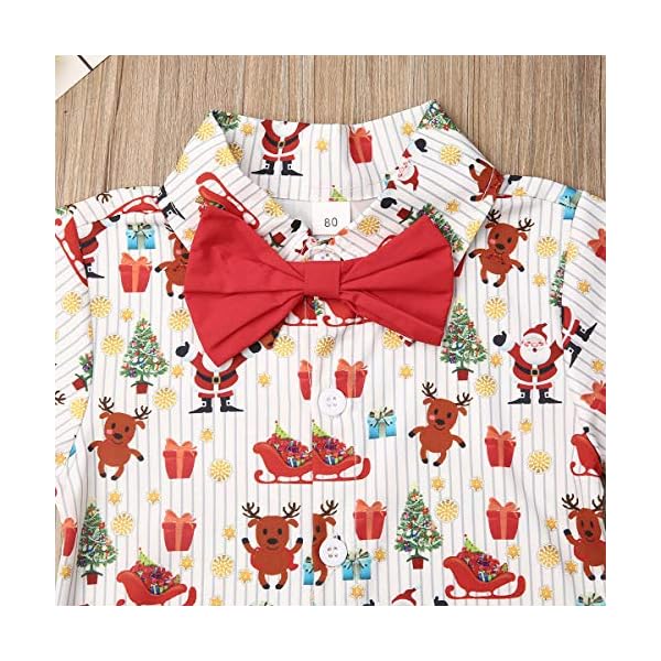 MA&BABY Baby Christmas Boys Clothes Set Gentleman Bow Tie Shirts+Pants 2pcs Red Outfits Set Deer Wedding Party - Image 7