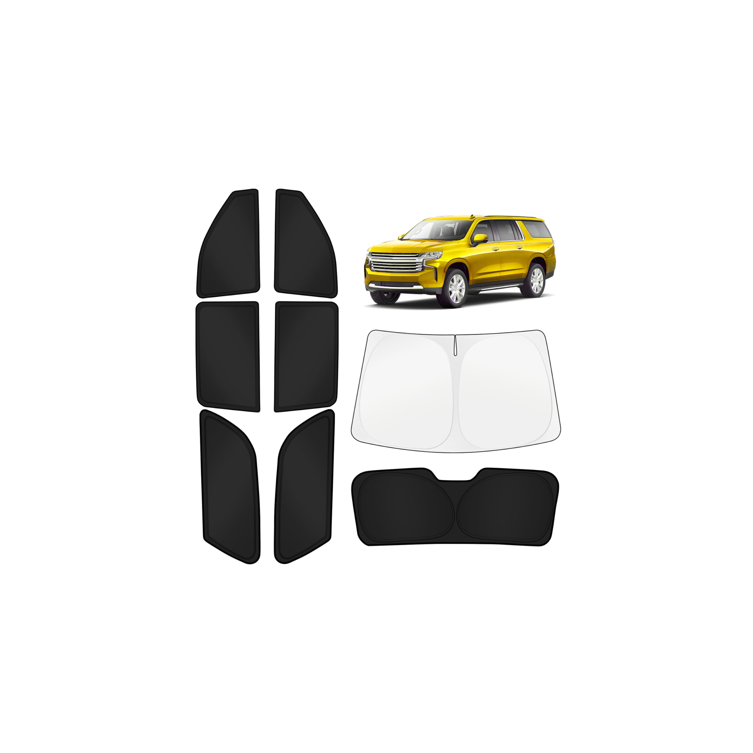 Photo 1 of KUST Car Window Shades for Chevy Suburban/GMC Yukon XL 2021-2025 2026 Windshield Sun Shade Side Window Cover UV Block Privacy Protection Accessories Foldable Front Rear Full Set 8PCS