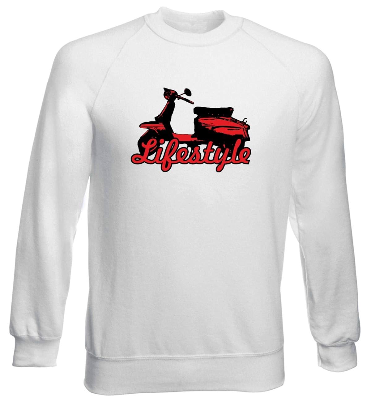 Felpa Girocollo Uomo Bianca T0052 Lambretta Life Style Car Bike Abbigliamento sportivo Uomo