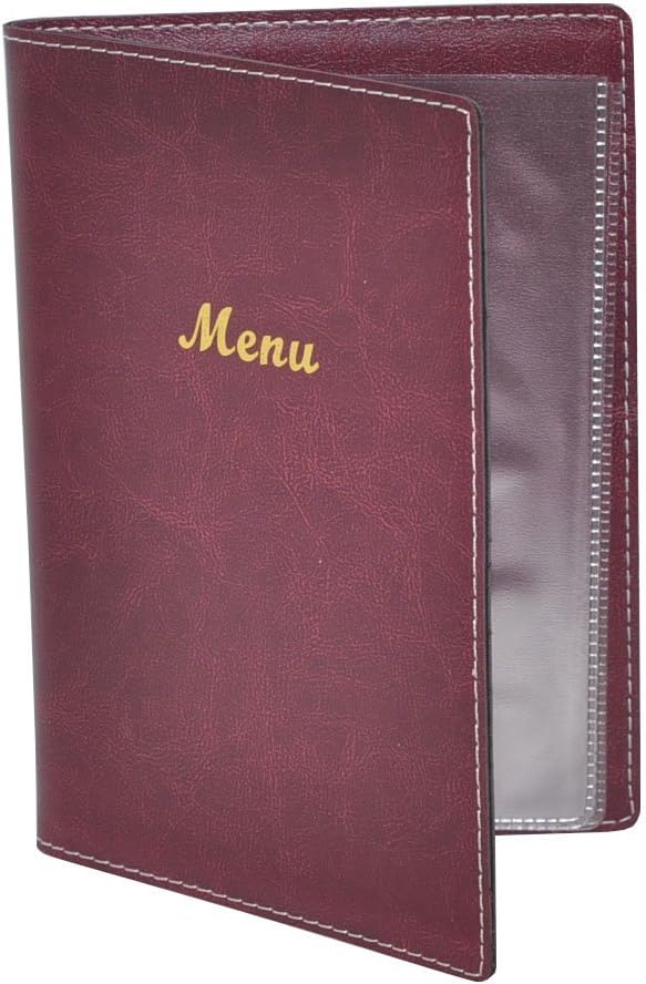 Leatherette Style Burgundy Menu Brochure Display Leaflet Cards Tableware Menu Cover (A5)