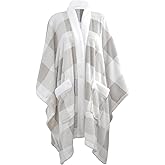 Mellowdy ULazy Blanket, Poncho Shawl Wearable Blanket with Pockets and Sleeves for Women and Men, Warm Snuggie, Soft Fuzzy Robe Fleece Throw for Gifting, Home, Travel (Light Grey Check)