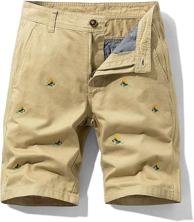 Animal Embroidery Men's Baggy Multi Pocket Military Cargo Shorts