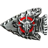 Fachoice Bull Head Skull Belt Buckle for Men Bull Skull Arrowhead Feather Tribal Bull Skeleton Western Cowboy Belt Buckle