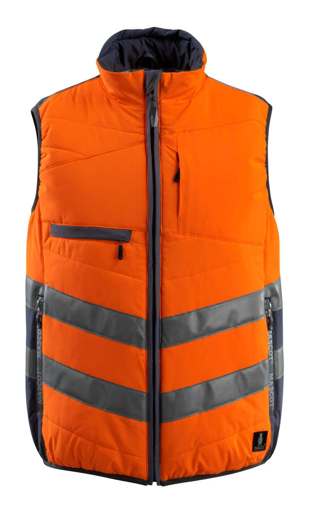 Mascot 15565-249-14010 Grimsby Safe Supreme Padded Water Repellent Class 1 Winter Gilet, Size L, Hi-Vis Orange/Dark Navy