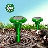 Redeo Mole Repeller Solar Mole Repellent Sonic Spike Mole Trap Gopher Vole Groundhog Rodent Chaser (Pack of 2)