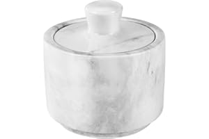 Flexzion Multi-Purpose Marble Container with Lid - Salt, Pepper, Paprika and Powdered Herbs, Marble Box for Jewelry, Watches 