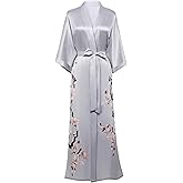 BABEYOND Kimono Robe Cover up with Box Long Floral Satin Sleepwear Silky Bathrobe Bachelorette Robe