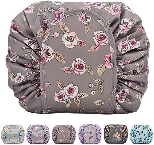 TOPSEFU Lazy Drawstring Make up Bag Portable Large Travel Cosmetic Bag Pouch Travel Makeup Pouch Storage Organiser For…