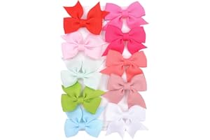 10pcs Baby Girls Hair Bows Clips 1.8" Small Grosgrain Ribbon Bows Alligator Clips Hair Barrettes Accessories for Baby Girls T