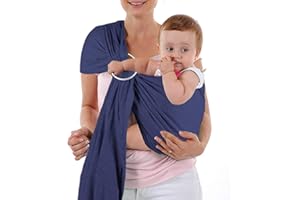 NETURSHO Baby Wrap Carrier and Ring Sling, Adjustable Linen Baby Wrap for Infant, Infant Sling for Infant, Newborn, Kids and Toddlers – Blue