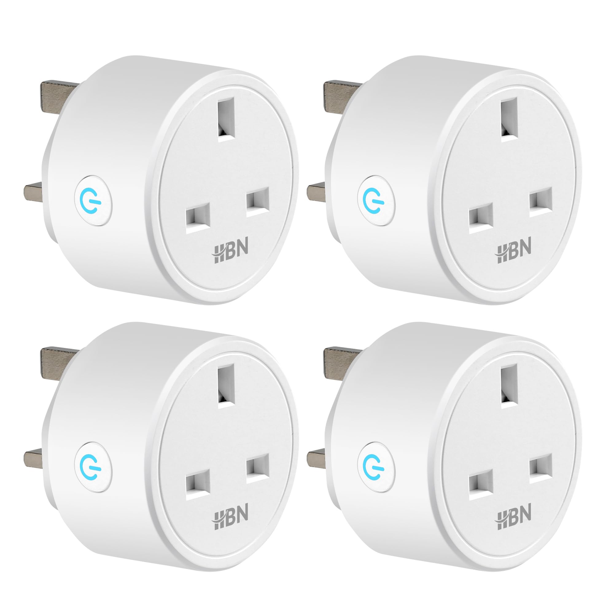 HBN Smart Plug WiFi Socket Work with Alexa Echo and Google Home, Smart Timer Plug, No Hub Required, 2.4Ghz Only (13A/3120W,4 Pack)