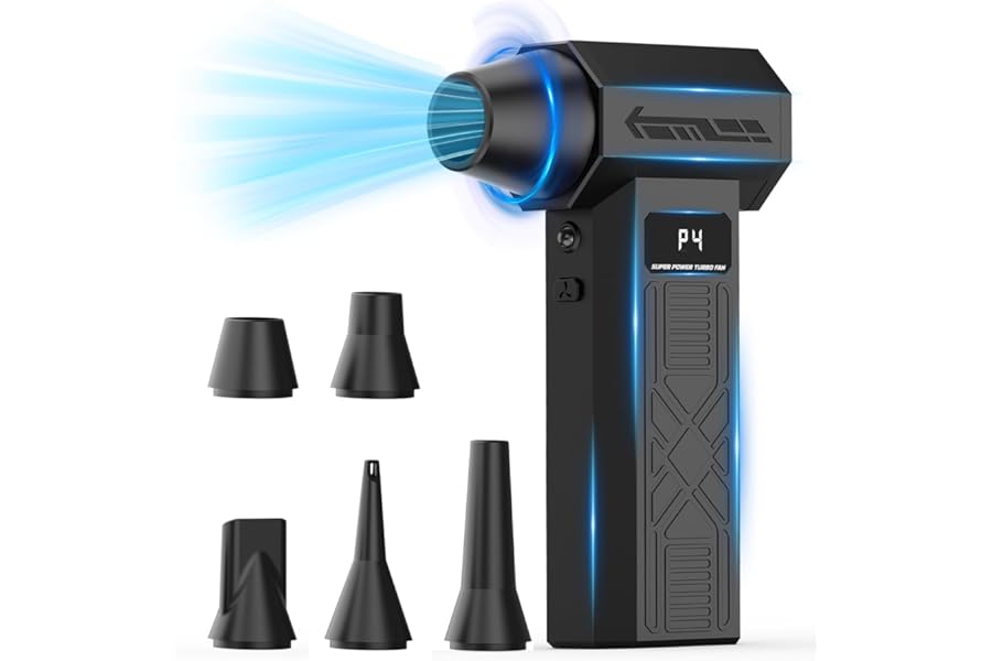 MiaEpic Compressed Air Duster - Rechargeable Electric Air Blower for Keyboard,Camera,PC Vents,Car Interiors & Home,Outdoor Dusting - 280,000 RPM,5 Nozzles,4 Speeds,Fast Charging